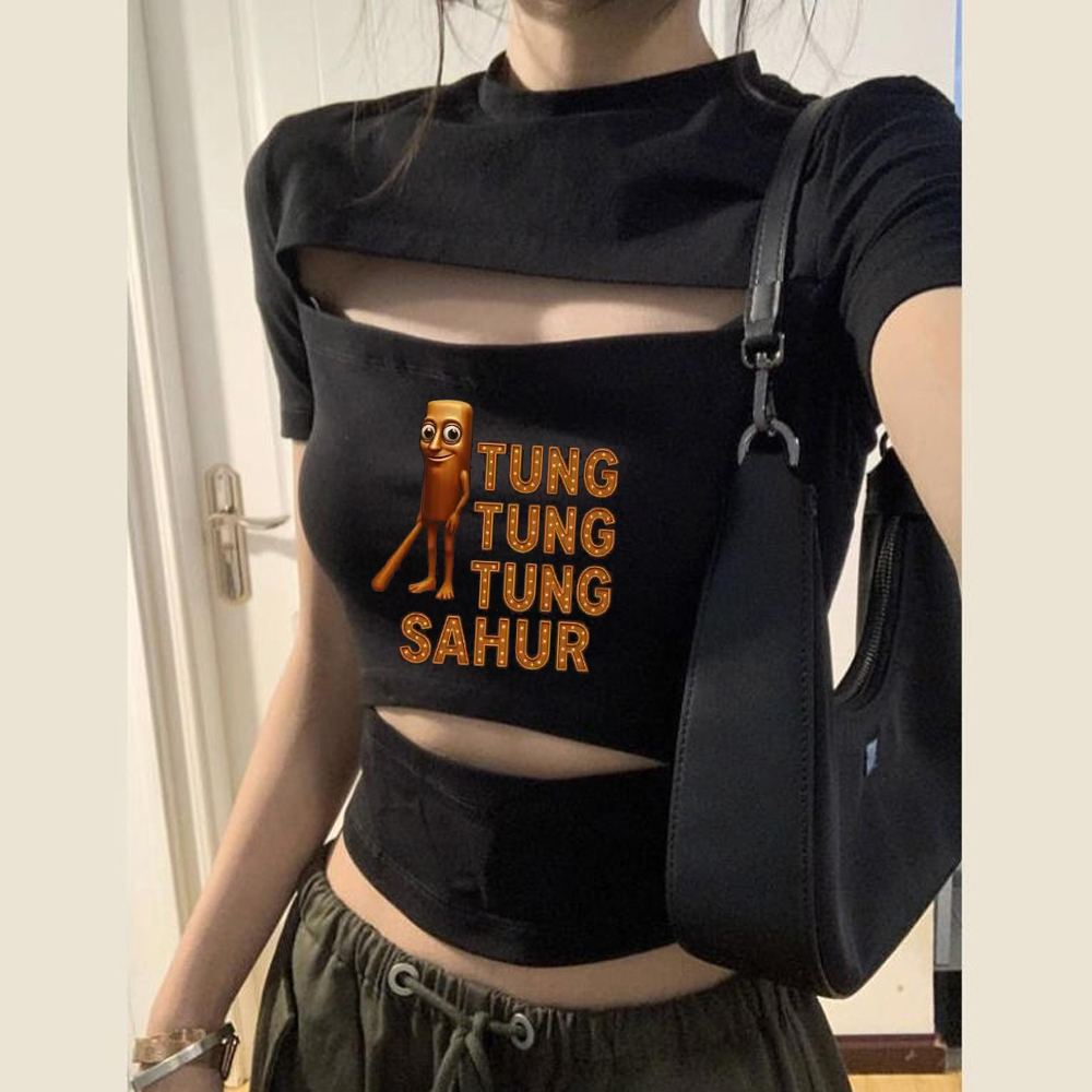 Tung Tung Sahur crop top femin - Vintage Fashion For Sale avaliação e preço