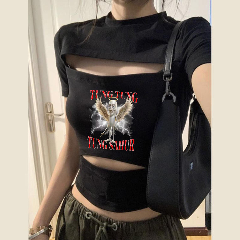 Tung Tung Sahur crop top femin - Vintage Fashion For Sale avaliação e preço
