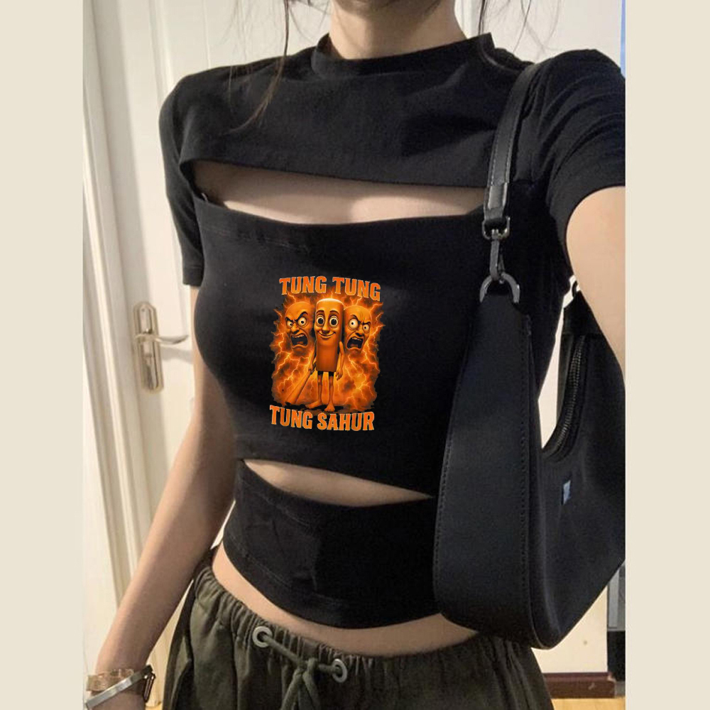Tung Tung Sahur crop top femin - Vintage Fashion For Sale avaliação e preço